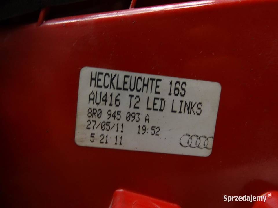 LAMPA LEWA LEWY TYŁ TYLNA 8R0945093A AUDI Q5 8R