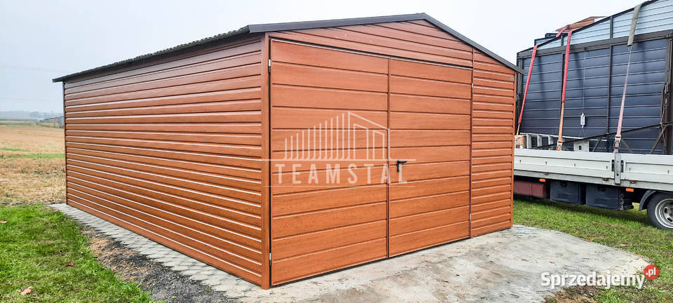 GARAŻ BLASZANY 4m x 6m dwuspad Brama jasny Radom