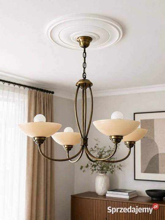 Komplet lamp mosiężnych vintage żyrandol Dom i Ogród podkarpackie Łańcut