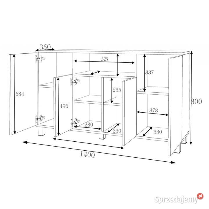 Komoda Szara 140 Bruno Nowoczesna Szeroka Szafka