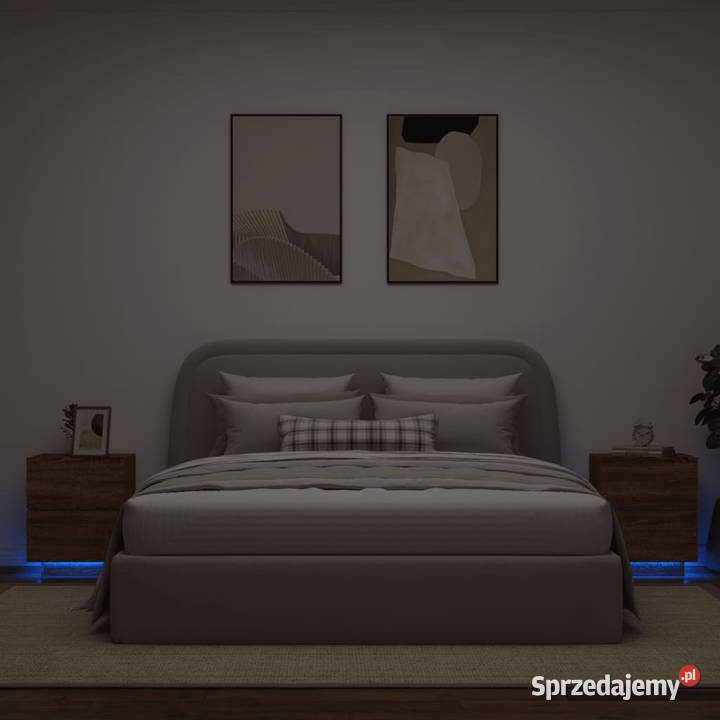 Szafki nocne z oświetleniem LED 2 kolor brązowy Warszawa