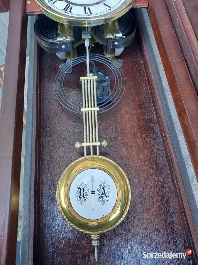 Duży zegar ścienny sprawny bogato zdobiony Korea drewno Tczew