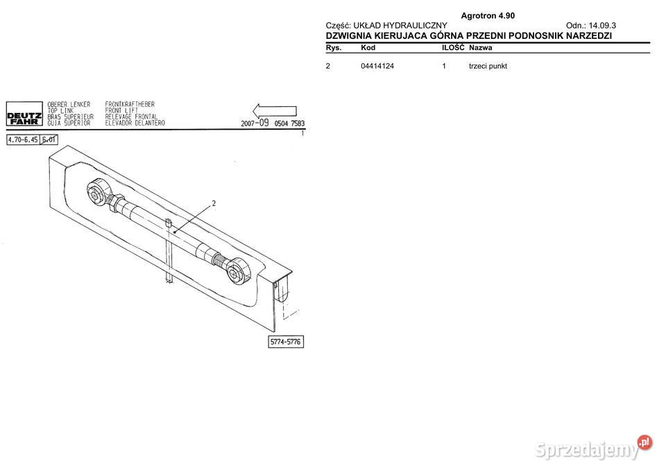 Deutz Fahr Agrotron 490 katalog części Polsku Gdańsk sprzedam