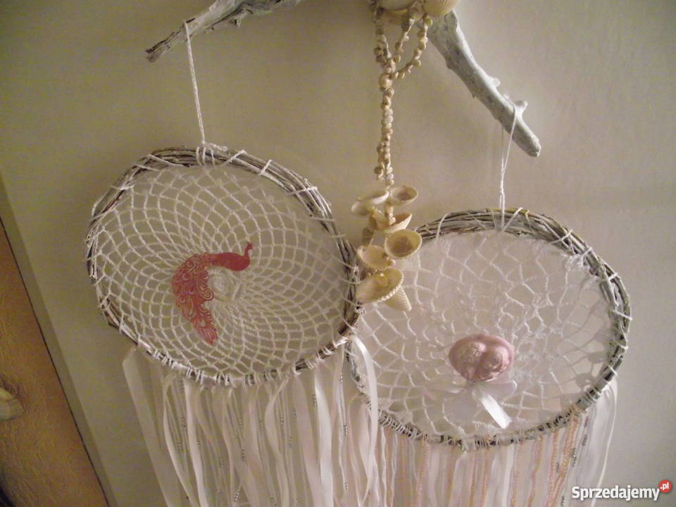 DEDYKOWANY AMULET ŁAPACZ SNÓW W BIELI biały