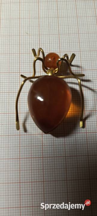 Broszka Bursztyn Pająk vintage Rękodzieło Białystok sprzedam