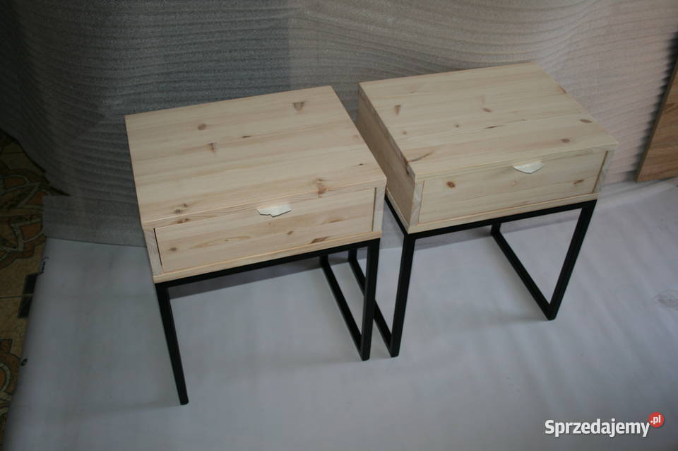 SZAFKA nocna z szufladą drewno stal loft Mielec