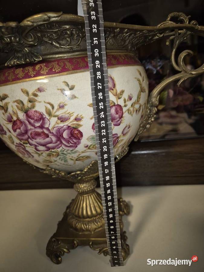 Waza porcelanowa z różami przepiękne okucie Wrocław