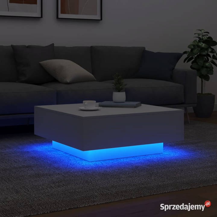 Stolik kawowy z oświetleniem LED biały 80x80x31 Warszawa