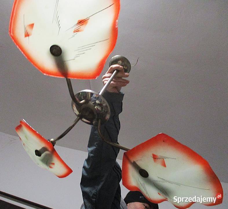 Żyrandol Chrom Szklane Klosze Liście lata 60 PRL mazowieckie Nieporęt