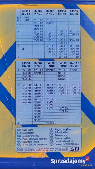 Łańcuchy śniegowe KN100 VORTEL BY TOYA