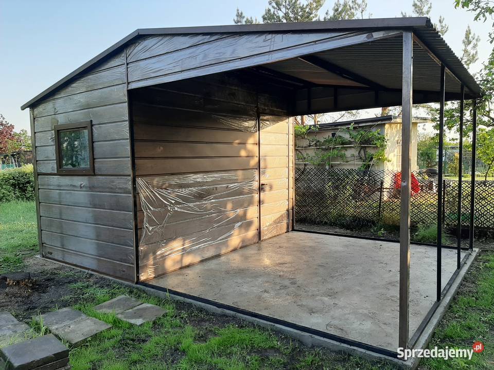Garaż Blaszany z zadaszeniem bocznym Wiata