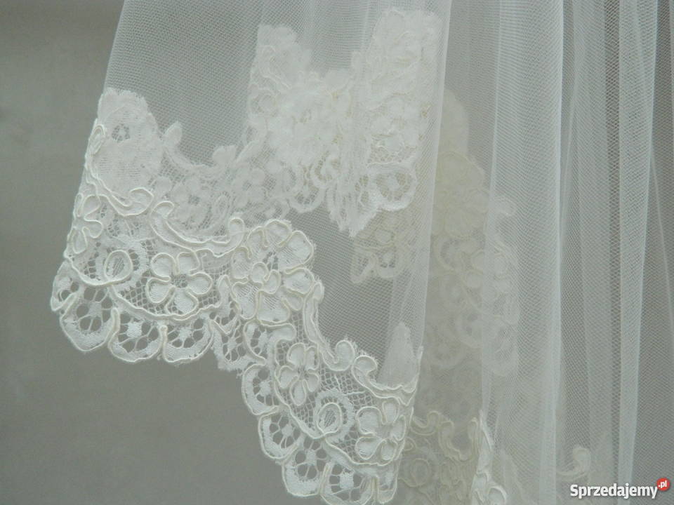 Welon Hiszpański z koronką Ecru PRZEPIĘKNY Warszawa