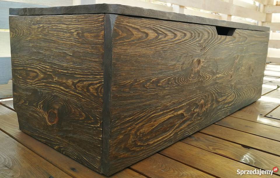 Rustykalna postarzona skrzynia kufer siedzisko 90cm świętokrzyskie Krasów