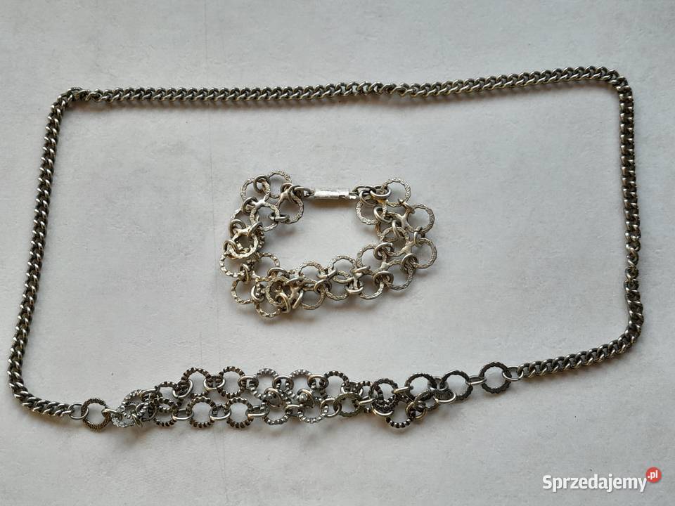 Stary łańcuszek naszyjnik i bransoletka zestaw Pozostałe śląskie Dąbrowa Górnicza sprzedam