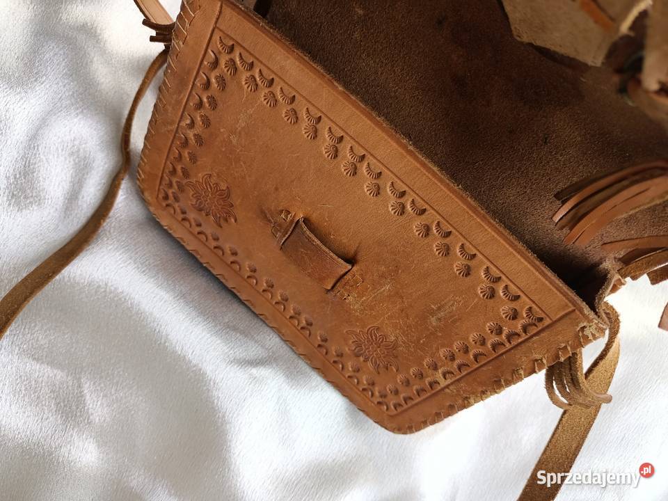 Torebka damska skórzana vintage ręcznie robiona Konin