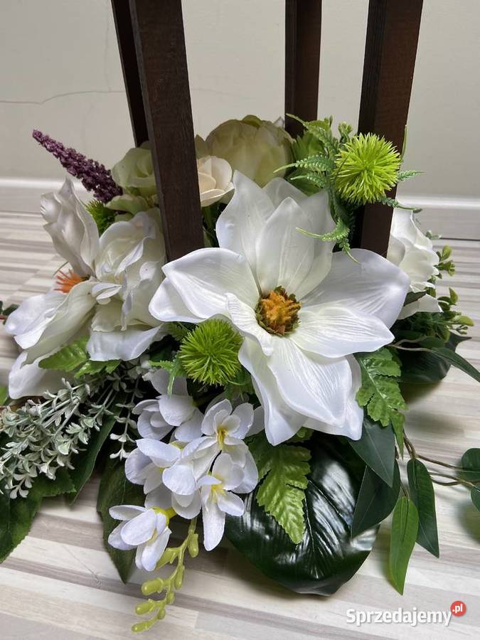 Kompozycja kwiaty sztuczne cmentarz stroik grób