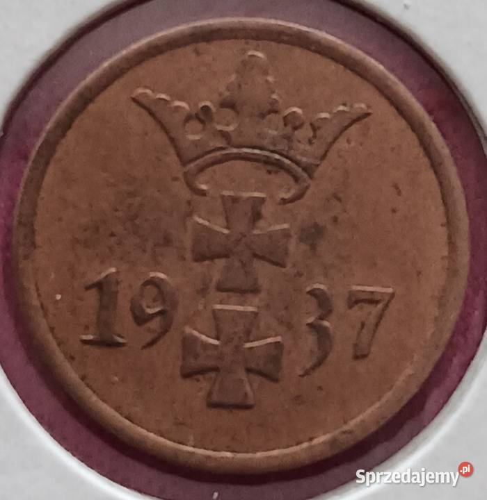 1 Fenig Wolne Miasto Gdańsk 1937 r 1 około wielkopolskie Konin