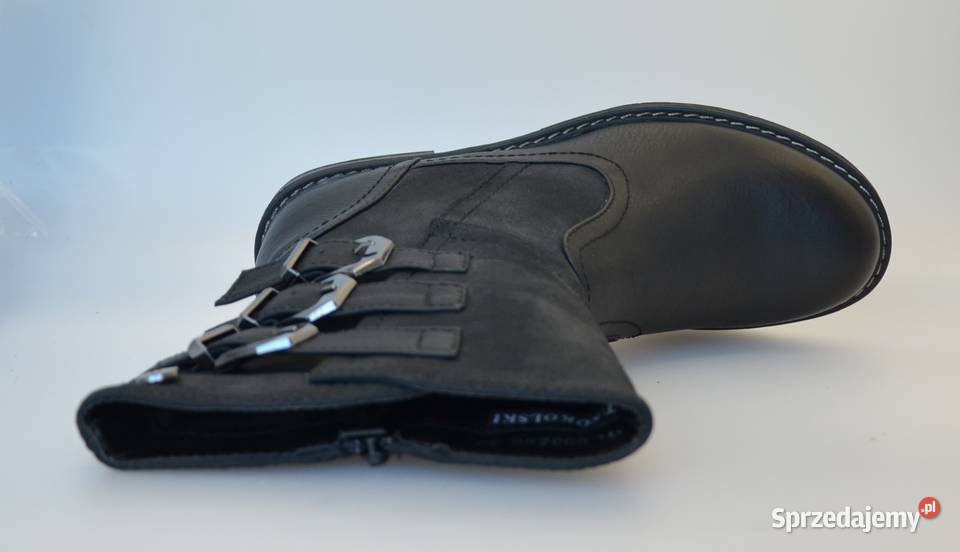 Czarne damskie ocieplane botki rozmiar 36