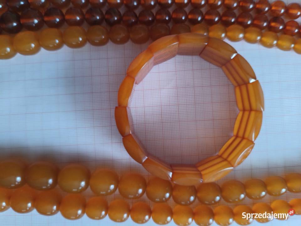 Naszyjnik bransoletka bursztyn vintage prl Naszyjniki Białystok sprzedam