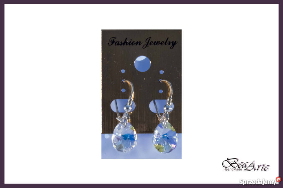 Kolczyki Swarovski migdał srebro WALENTYNKI