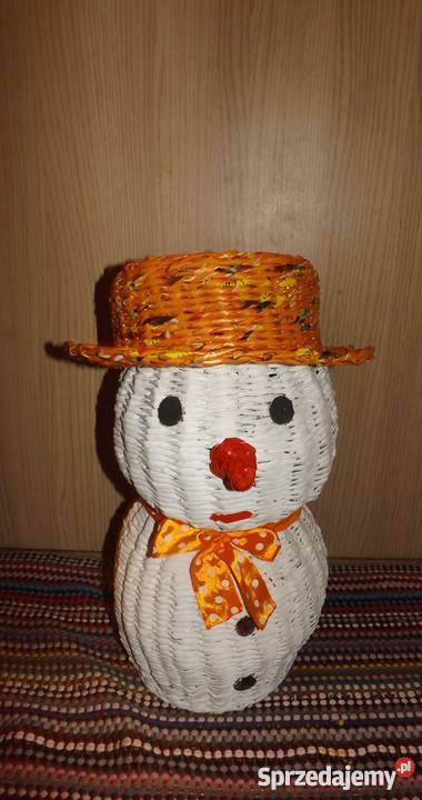 Koszyk bałwan w pomarańczowym kapeluszu wiklina Lublin