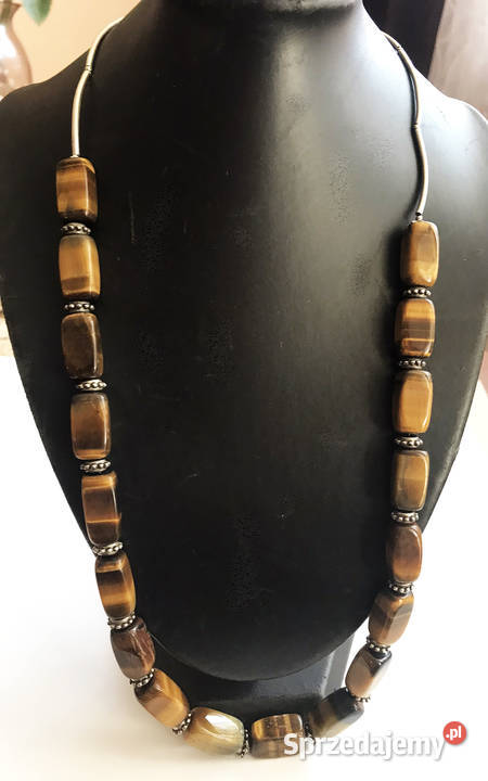 naszyjnik z tygrysich oczek i srebra Łomża