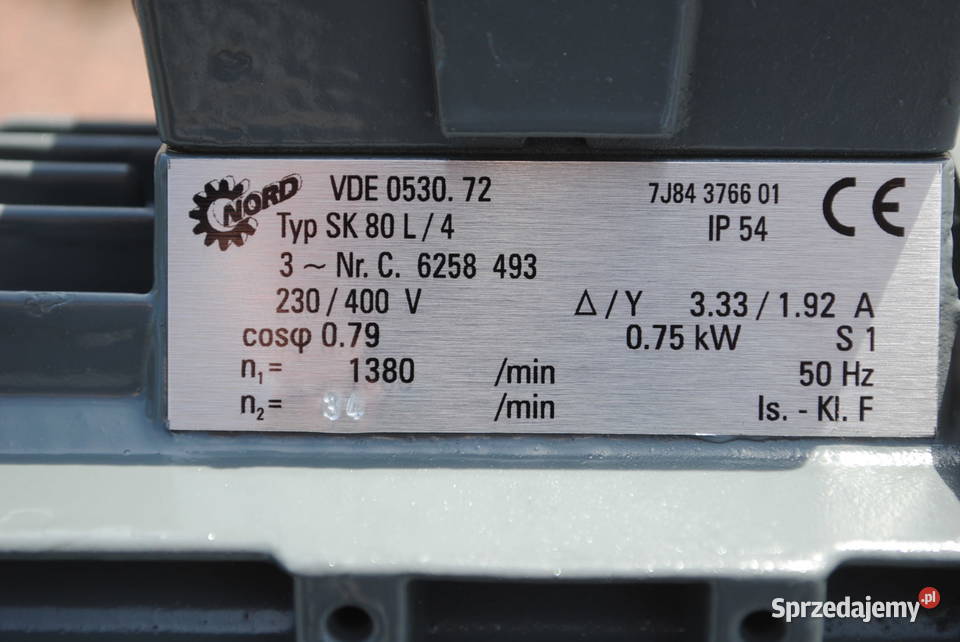 Motoreduktor 075kw 34obrmin Firmy NORD lubuskie Kargowa