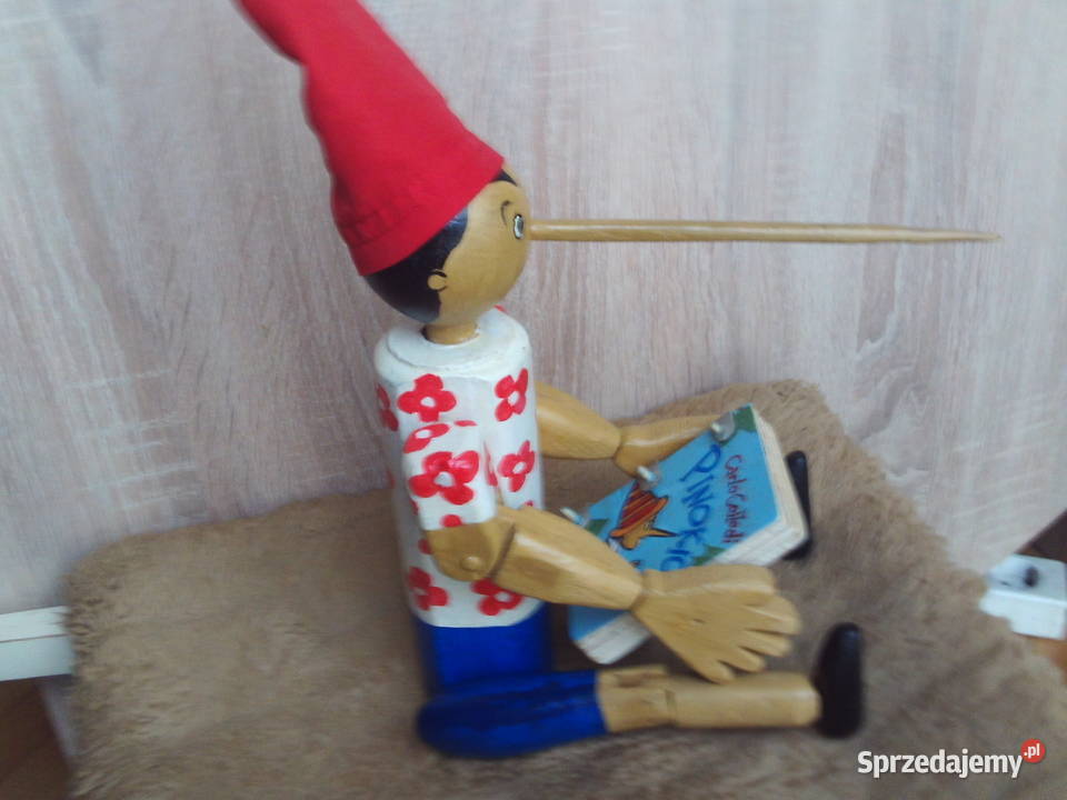 UnikatDrewniany wielki Pinokio czytający bajkę Kalisz sprzedam