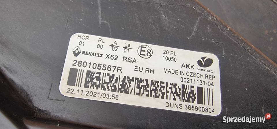 RENAULT MASTER III IV LIFT 2019 REFLEKTOR LAMPA Bieleń