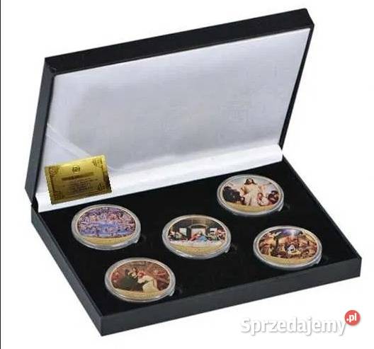 JEZUS CERTYFIKAT Komplet Zestaw Etui Złoto