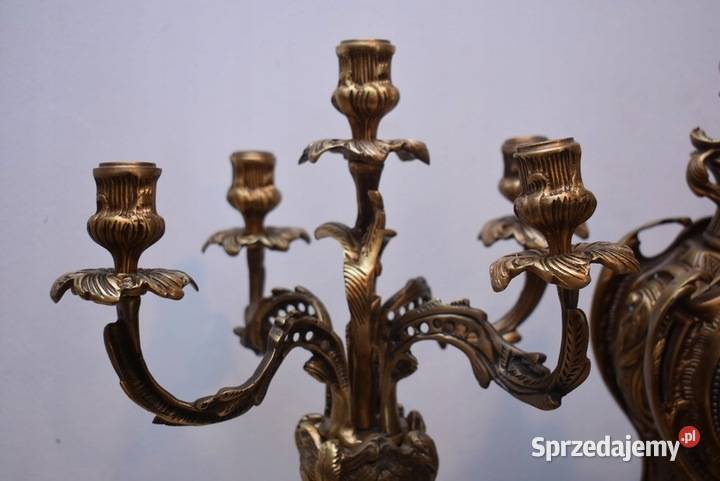 Zegar Kominkowy 2 Kandelabry Świeczniki Mosiądz sprzedam