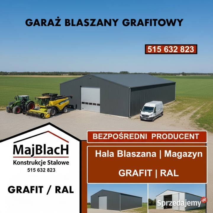 Dwuspadowy Grafitowy Garaż Blaszany Otwarty Hala Lwówek Śląski