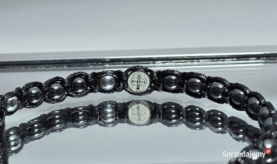 BRANSOLETKA RÓŻANIEC KAMIEŃ STAL MEDALIK Ś śląskie Częstochowa