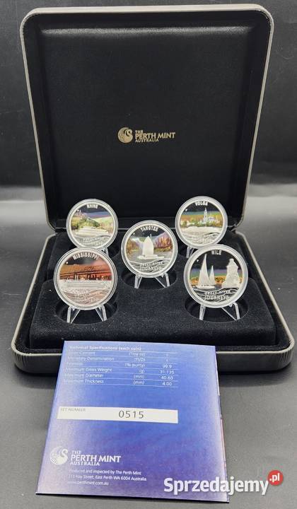 Srebrny zestaw 5 monet Great River Journeys Warszawa