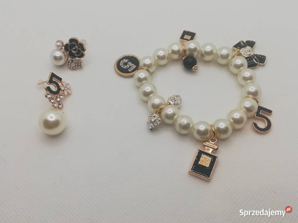 bransoletka damska z pereł zawieszki cyrkonie Warszawa