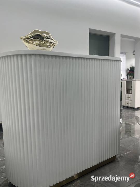 Biała złota ryflowana recepcja kosmetyczna lada Nowy Sącz