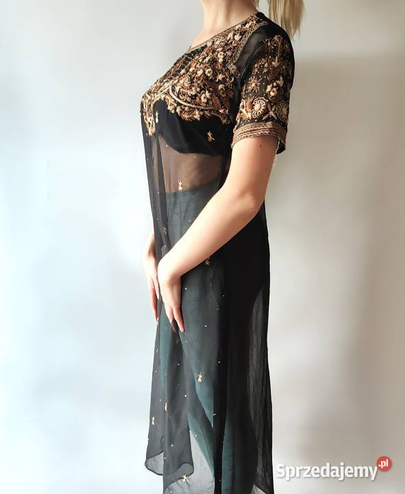 Indyjska tunika vintage retro sukienka czarna Szczecin