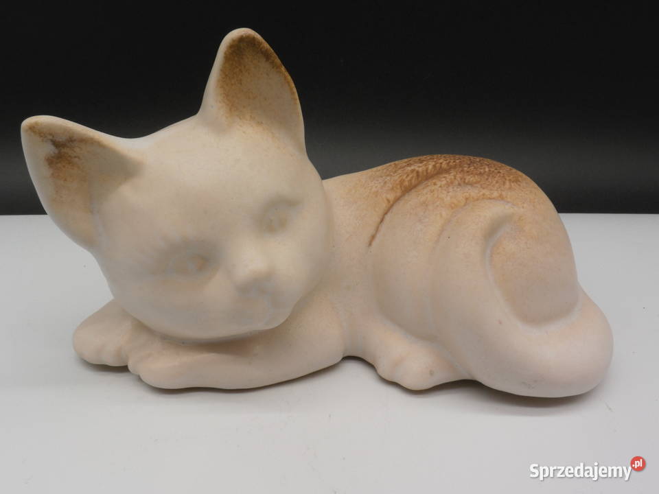 Ceramiczna Figurka Kota Uroczy Śpiący Kotek Styl Raszków