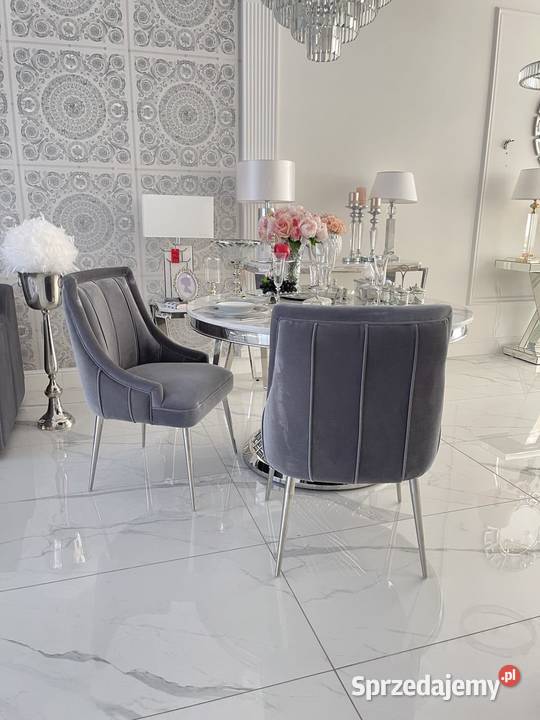Ekskluzywne krzesło do jadalni glamour szar 56cm mazowieckie Warszawa