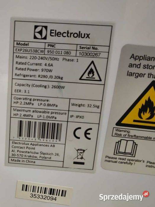 Klimatyzator przenośny Electrolux EXP26U338CW Góra