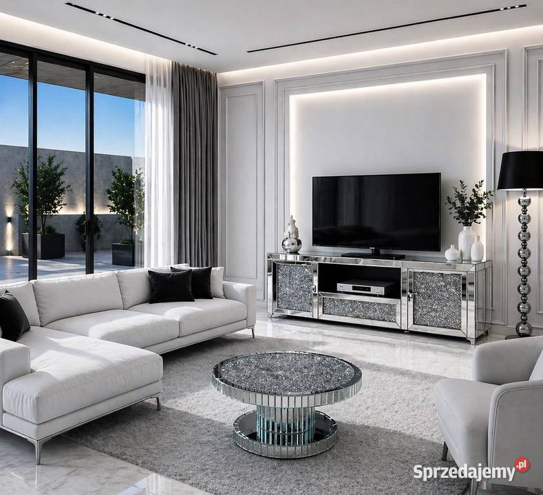 Szklany stolik kawowy glamour lustrzany 808045 z Golkowice