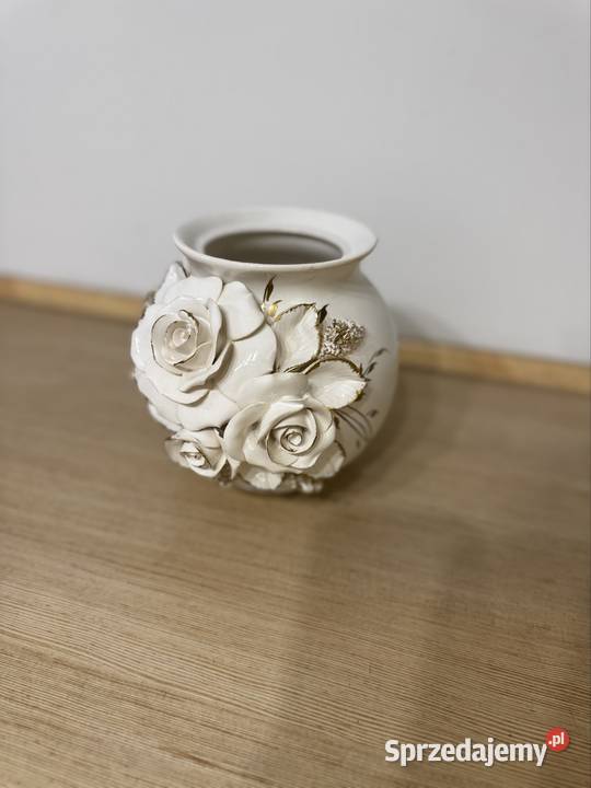 Elegancka ręcznie zdobiona ceramiczna waza Nowy Tomyśl