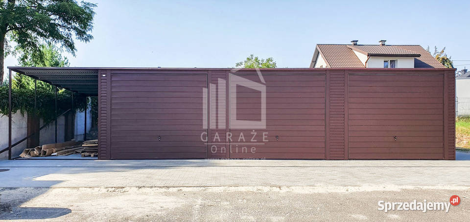 GARAŻ BLASZANY 10m x 6m spad tył 3x Brama wiata 60m2 Lublin