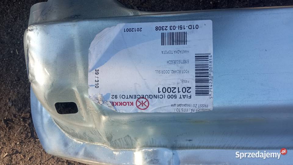 Progi zewnętrzne prawe i lewe Fiat 500 Posługowo
