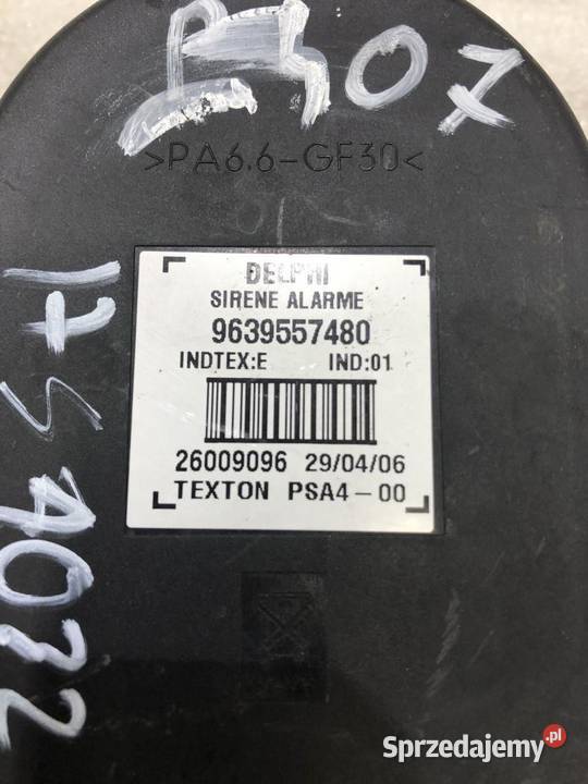SYERANA ALARMU PEUGEOT 407 9639557480 osobowe Pozostałe