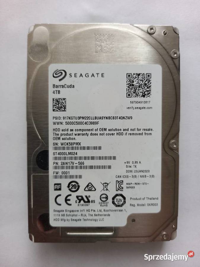 Dysk 4TB Seagate ST4000LM024 SATA 25 cala Tomaszów Lubelski