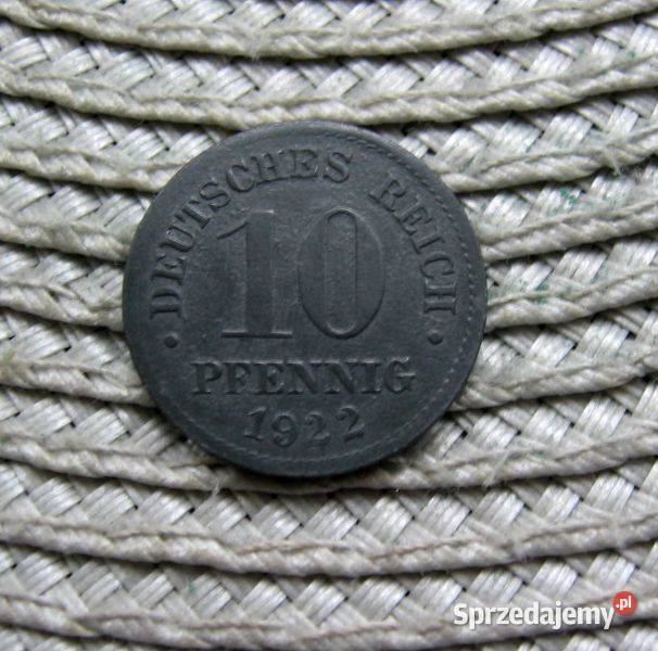 Niemcy 10 Reichspfennig 1922r Cynk Kalisz