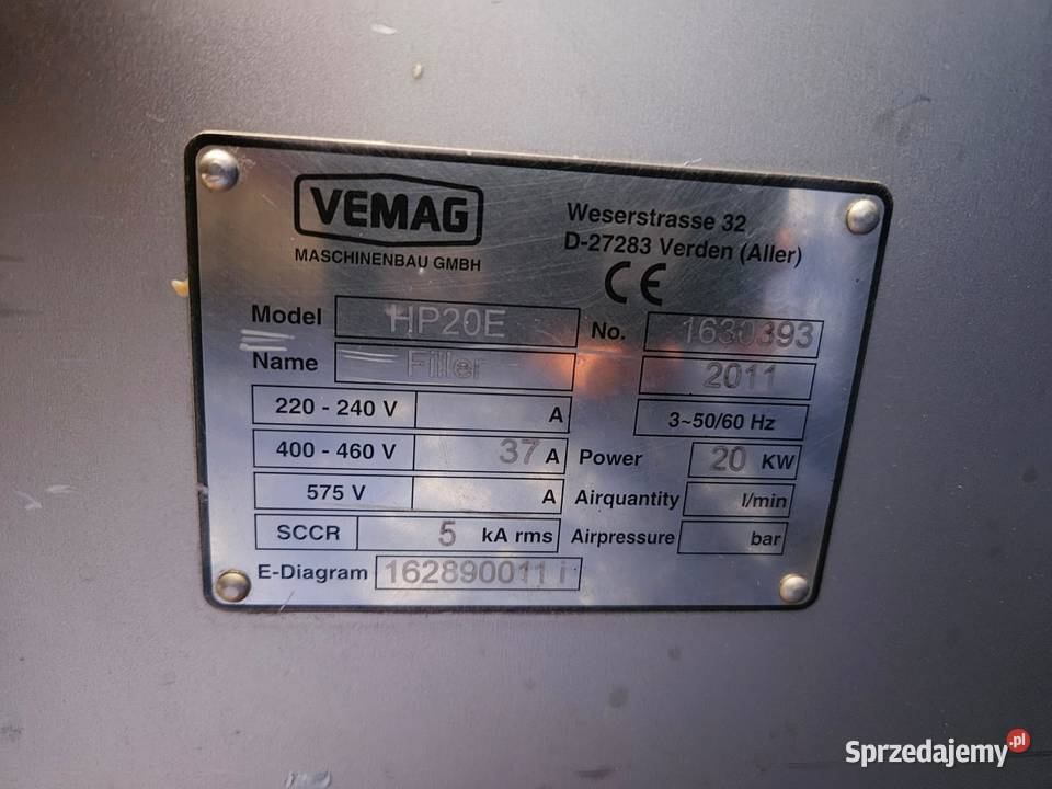 Nadziewarka próżniowa Vemag HP 20E Krotoszyn