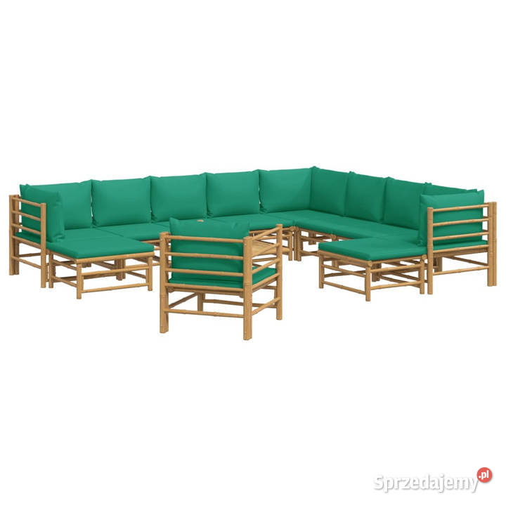 12cz zestaw mebli do ogrodu zielone poduszki