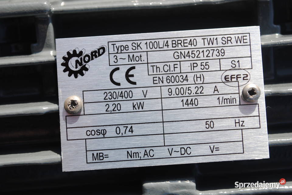 Motoreduktor 22kw 280obrmin firmy NORD Pozostałe Kargowa